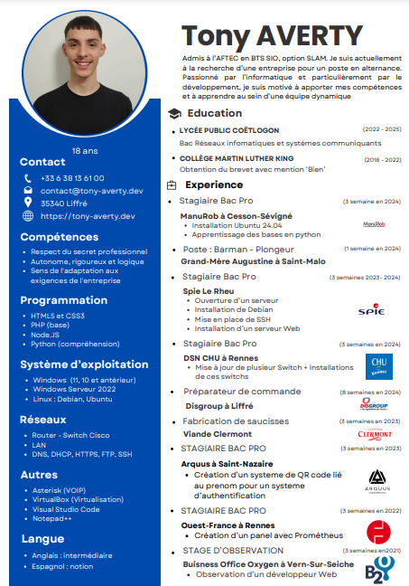 Curriculum Vitae de Tony